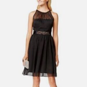 Adrianna Papell Black Strapless Dress with Embellished Waist